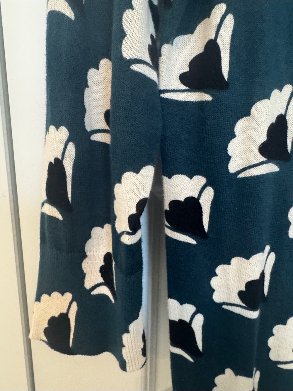 LOFT Teal Floral-Print Button Cardigan - Picture 6 of 8